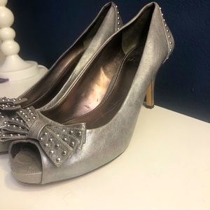 Vince Camuto open-toe heel grey with studded bows